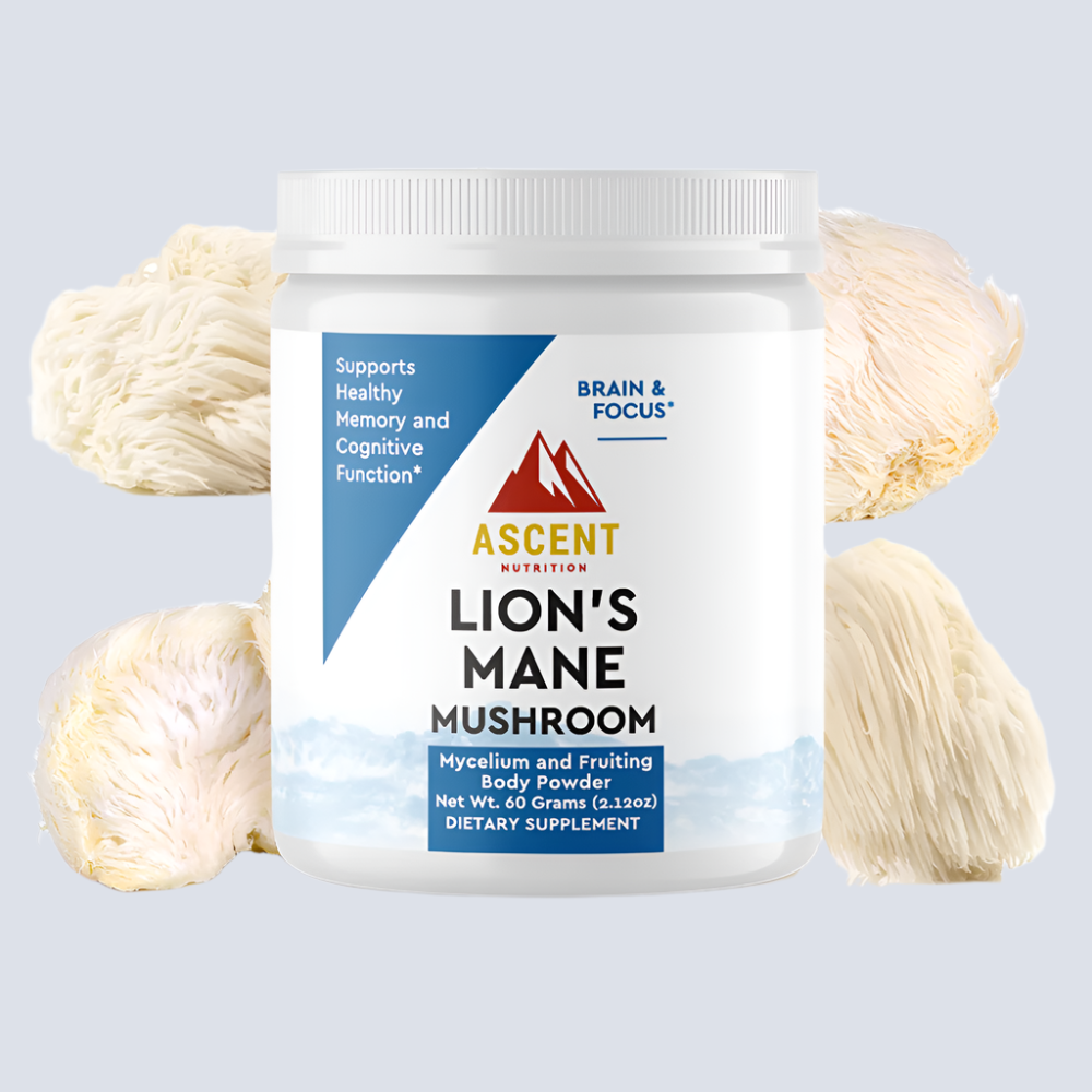 Organic Lion's Mane Mushroom Powder, 60 Grams by Ascent Nutrition