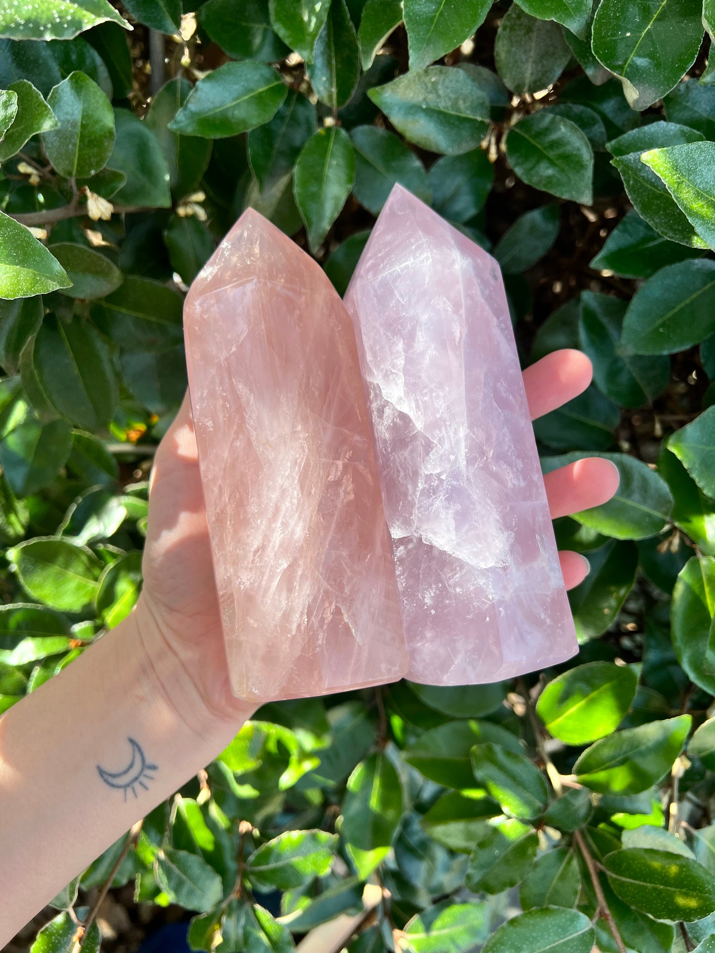 LARGE ROSE QUARTZ TOWER