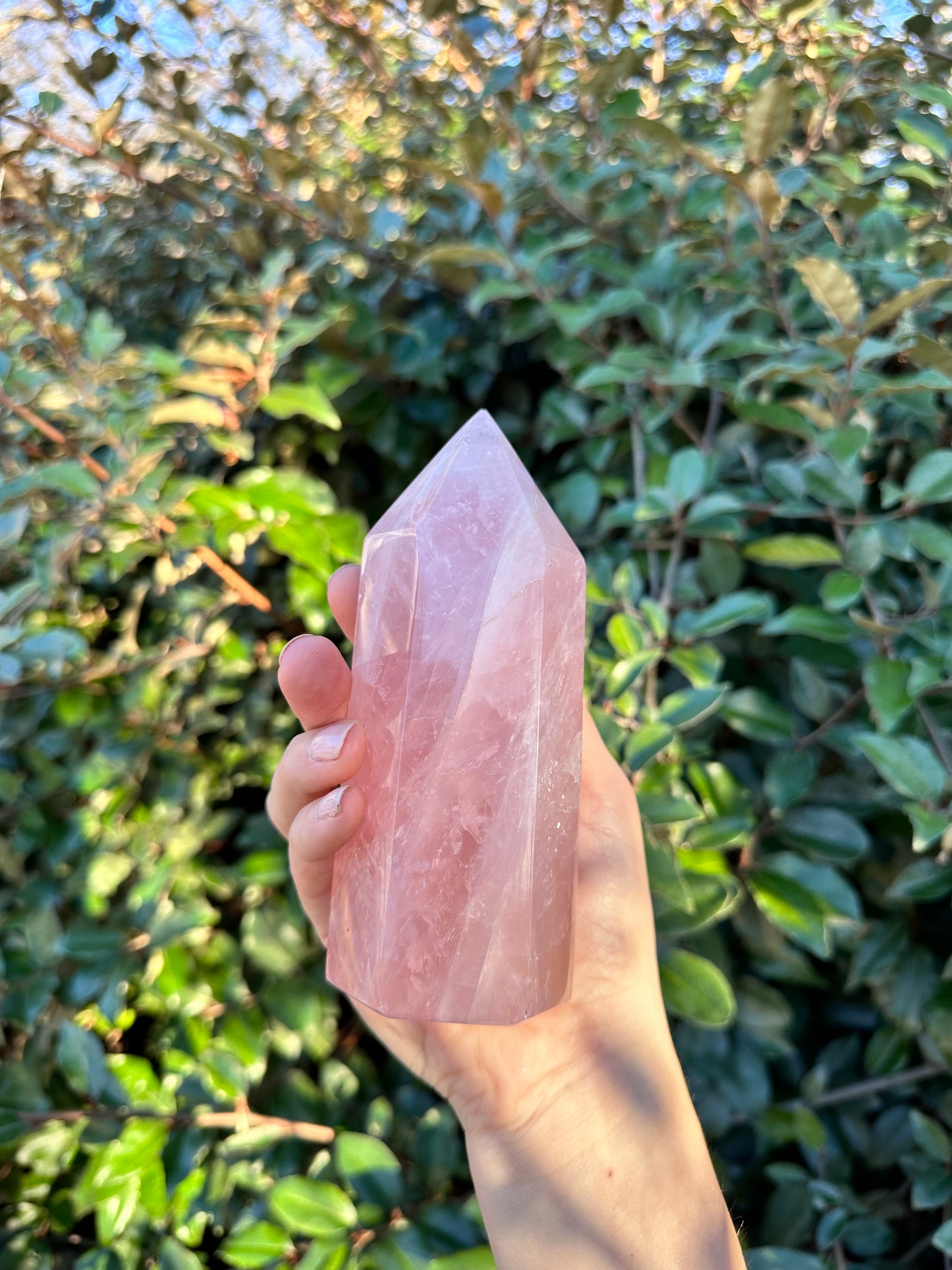 LARGE ROSE QUARTZ TOWER