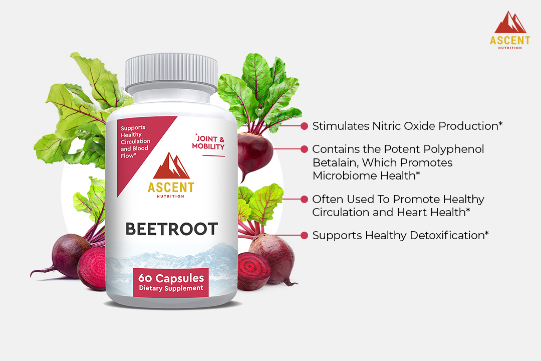 Organic Beetroot, 60 Capsules, 1300 mg each by Ascent Nutrition