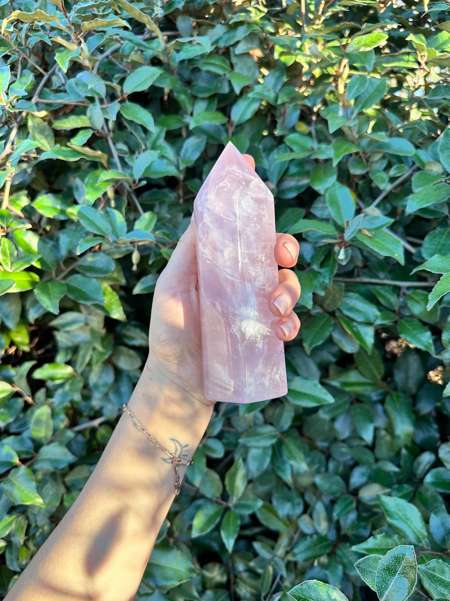 LARGE ROSE QUARTZ TOWER