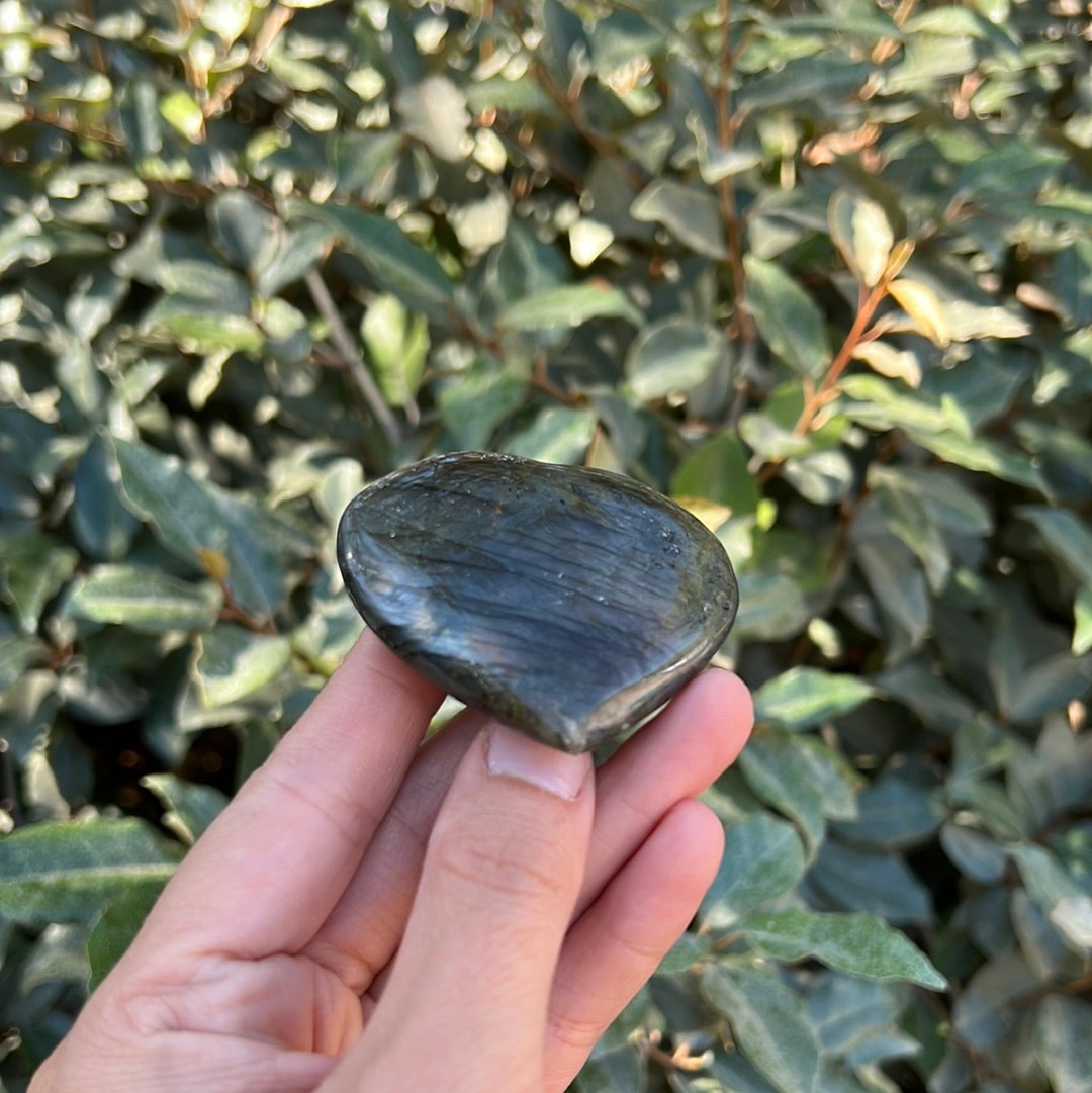 LABRADORITE HEART SHAPED PALM STONE