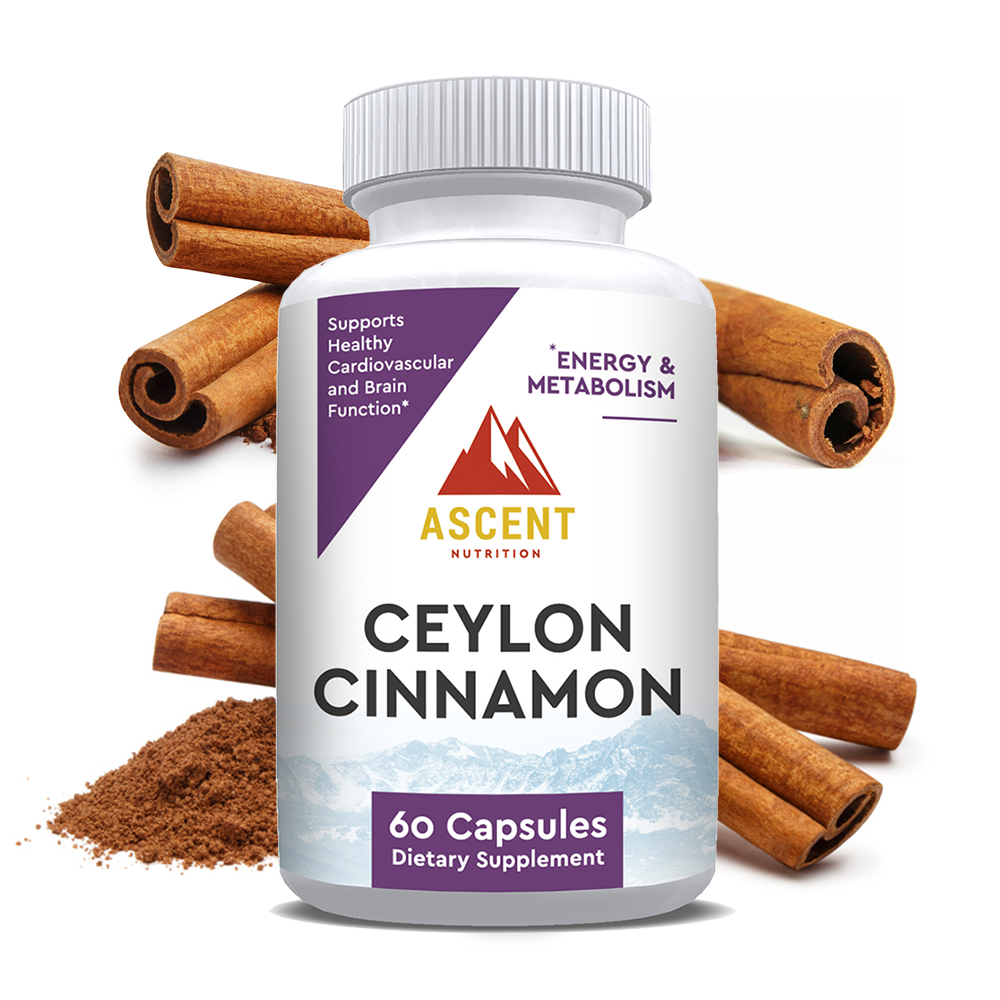 Organic Ceylon Cinnamon, 60 Capsules, 600 mg each by Ascent Nutrition