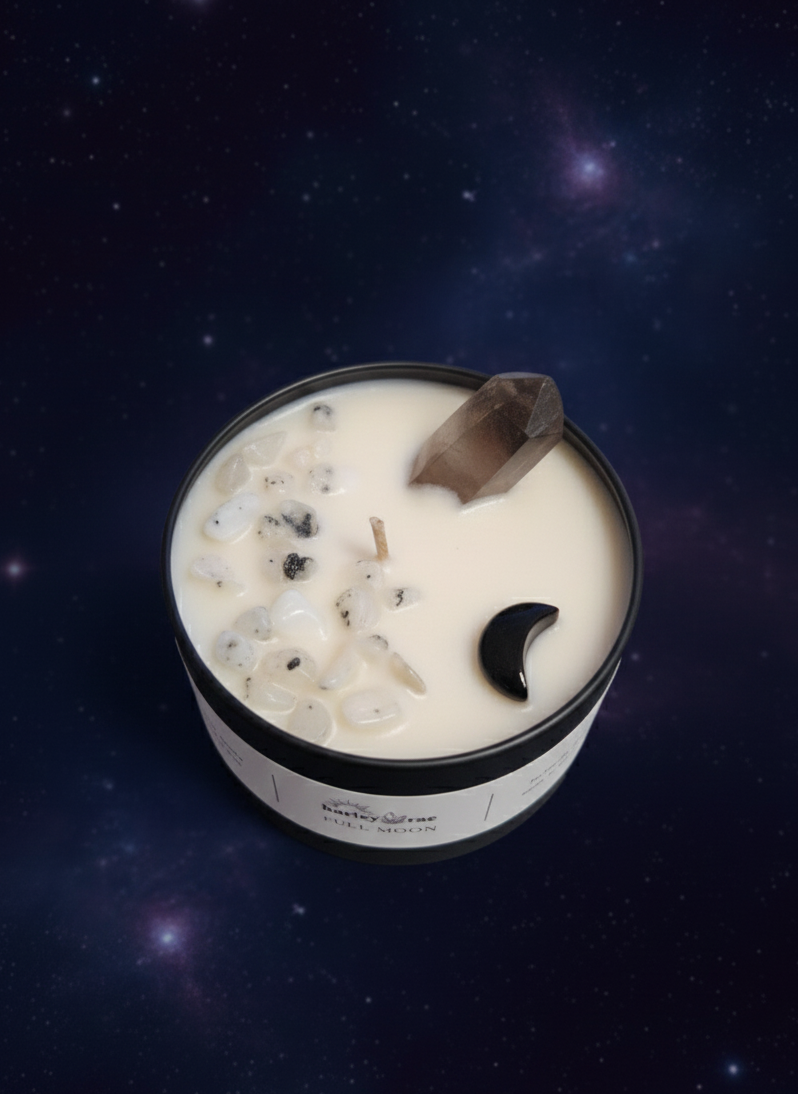 Full Moon Candle with space background