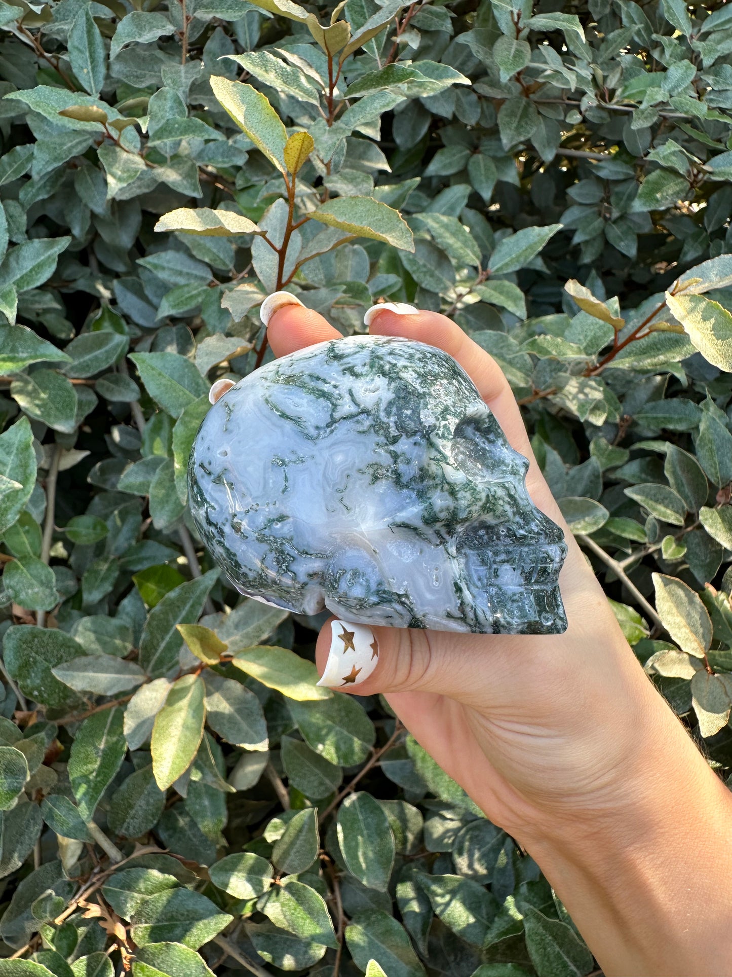 MOSS AGATE SKULL