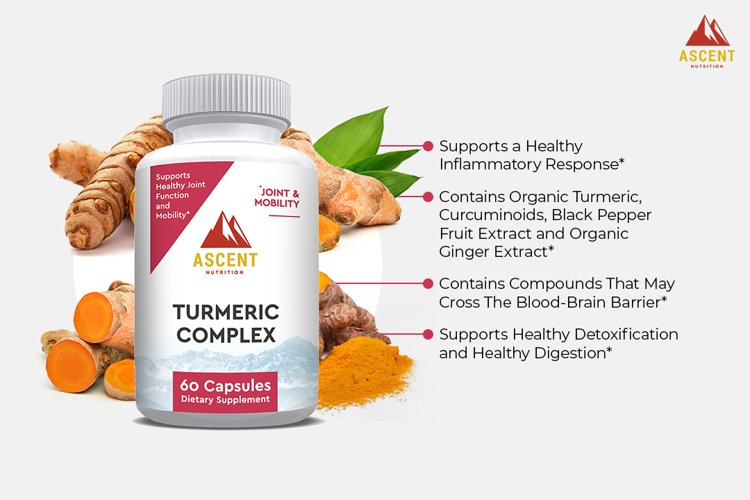 Organic Turmeric Complex, 60 Capsules, 655 mg each by Ascent Nutrition