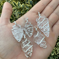 CLEAR QUARTZ ARROWHEAD WRAPPED PENDANT