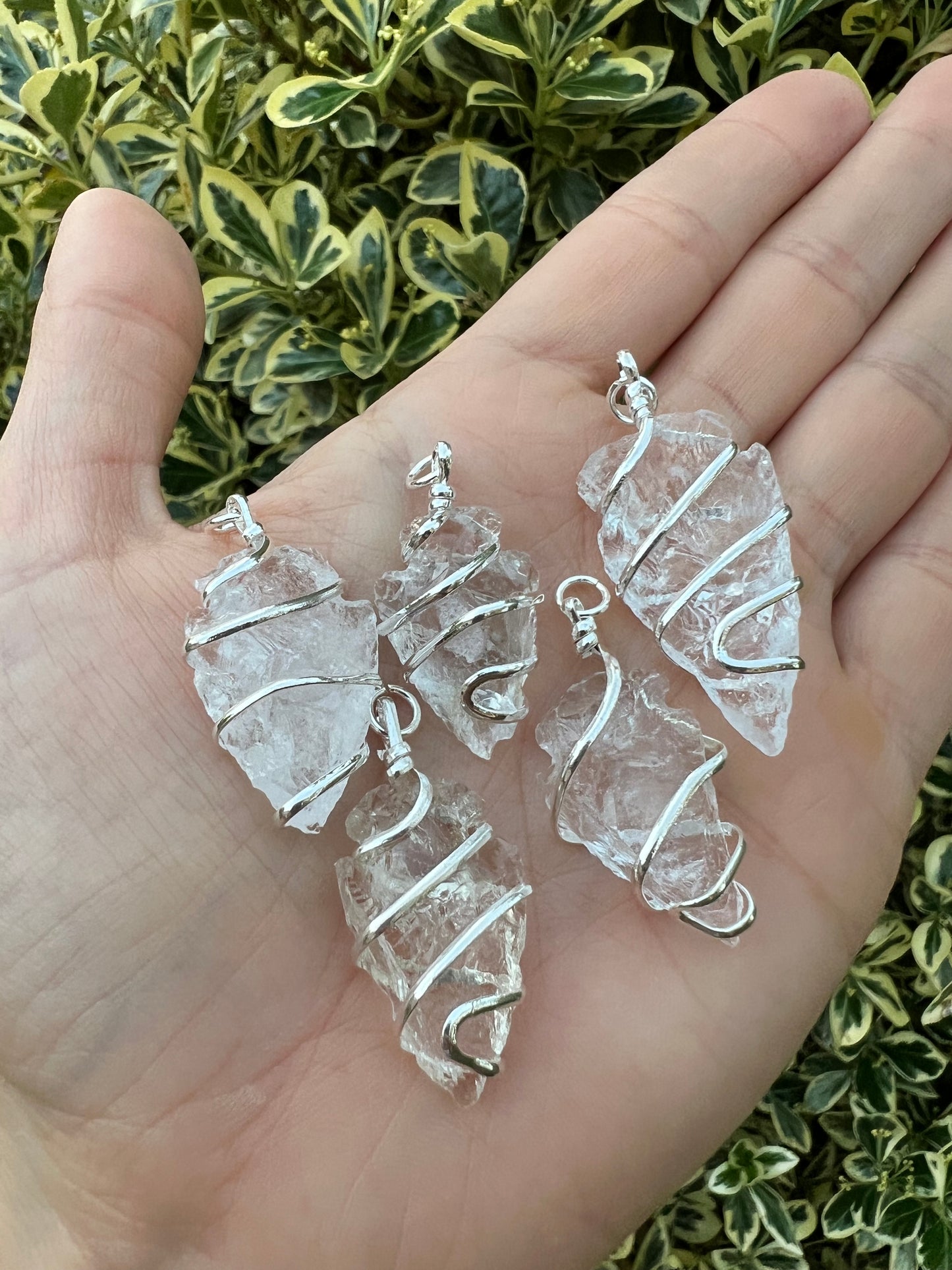 CLEAR QUARTZ ARROWHEAD WRAPPED PENDANT