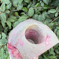 PINK AGATE GEODE CANDLE HOLDER
