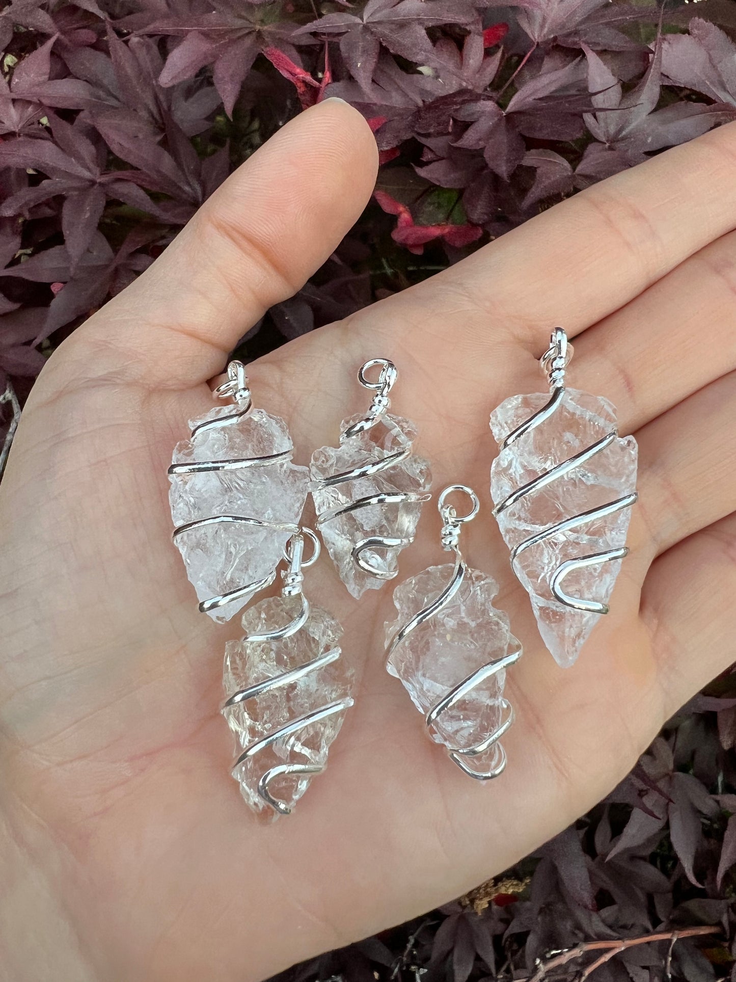 CLEAR QUARTZ ARROWHEAD WRAPPED PENDANT