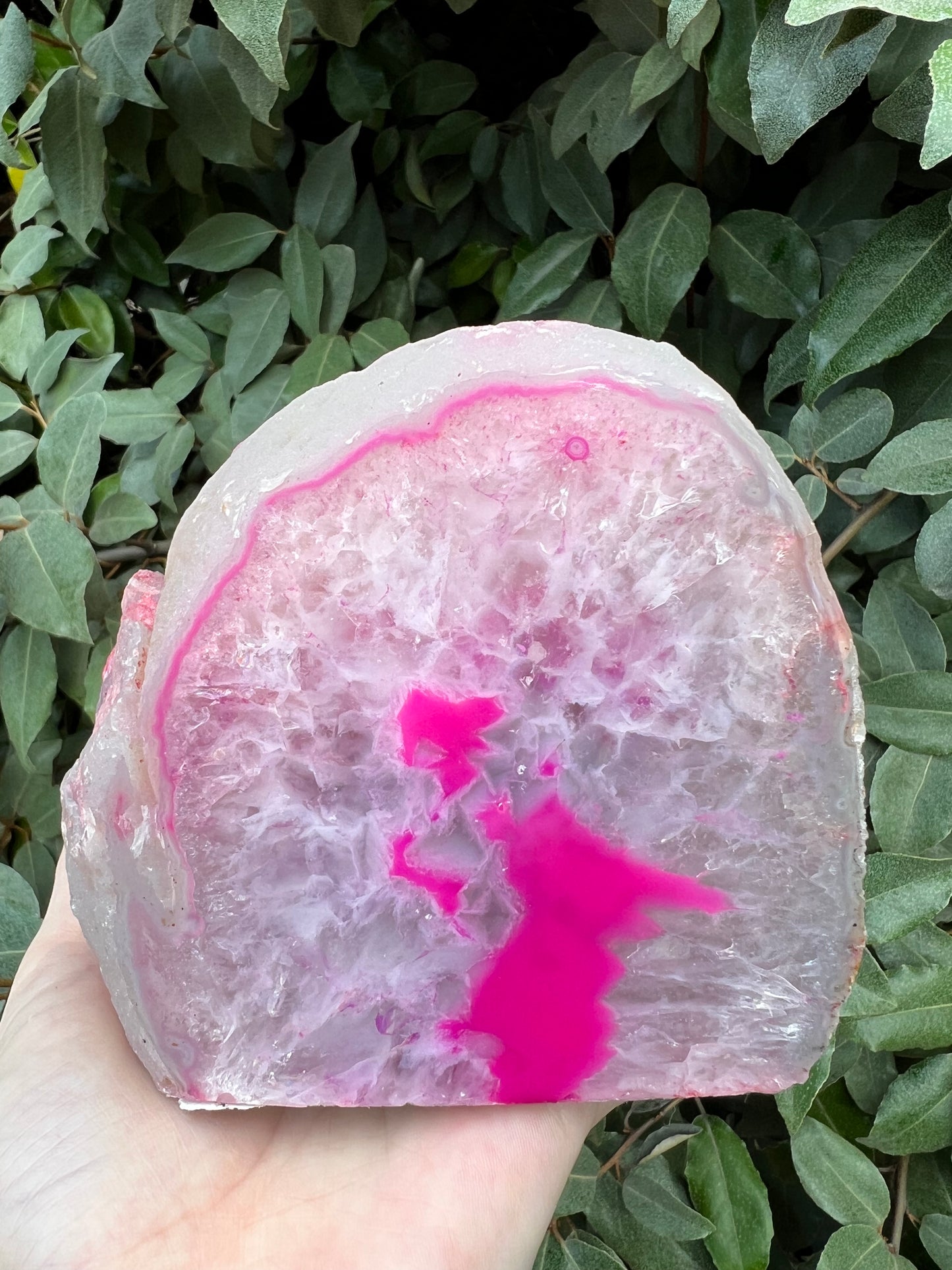 PINK AGATE GEODE CANDLE HOLDER