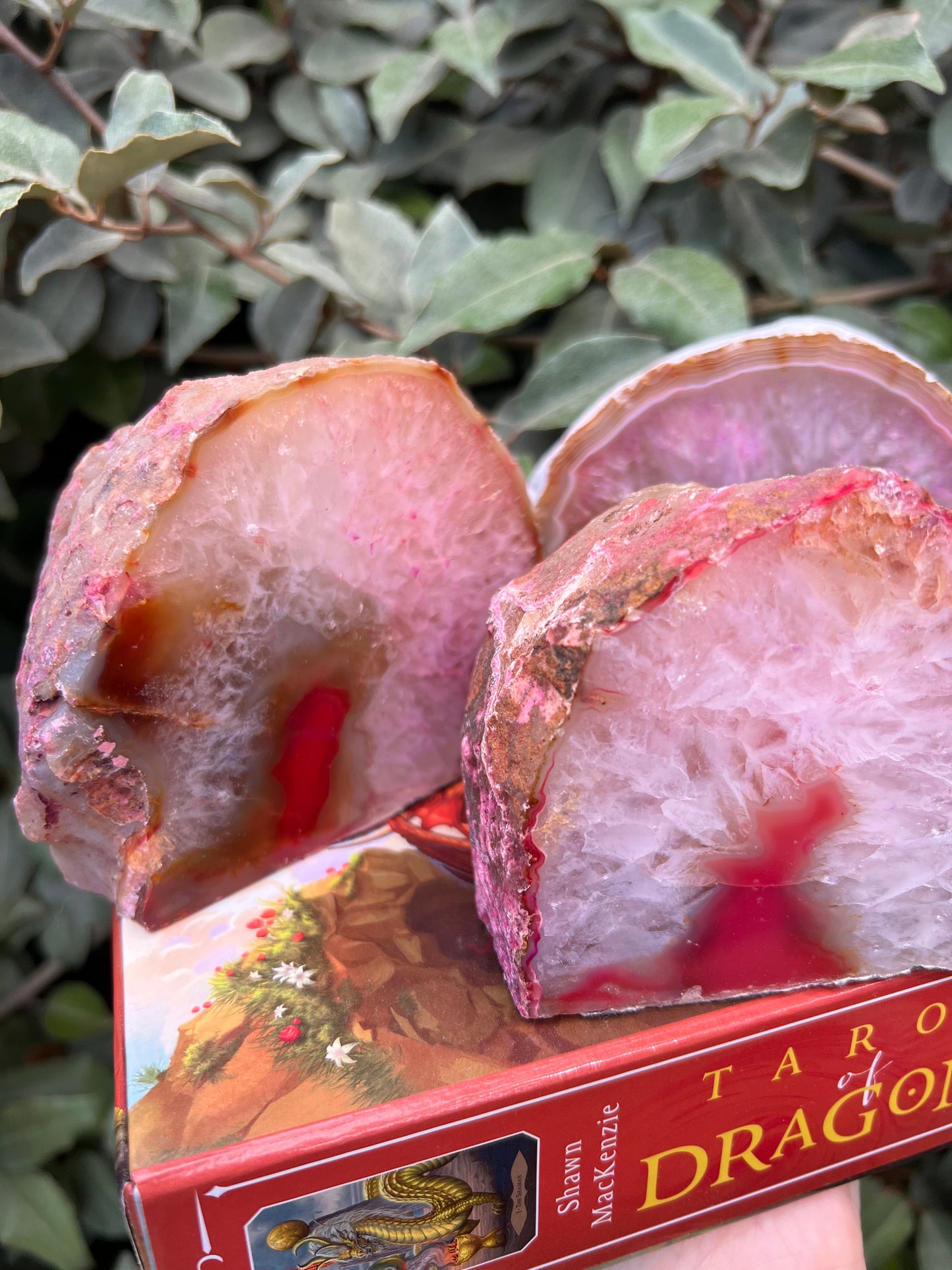 PINK AGATE GEODE CANDLE HOLDER