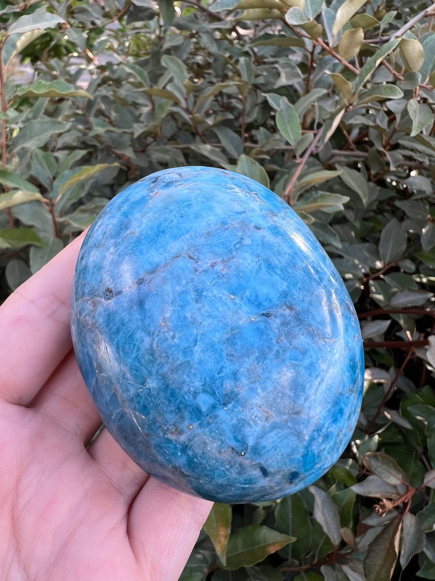 MADAGASCAR BLUE APATITE PALM STONE