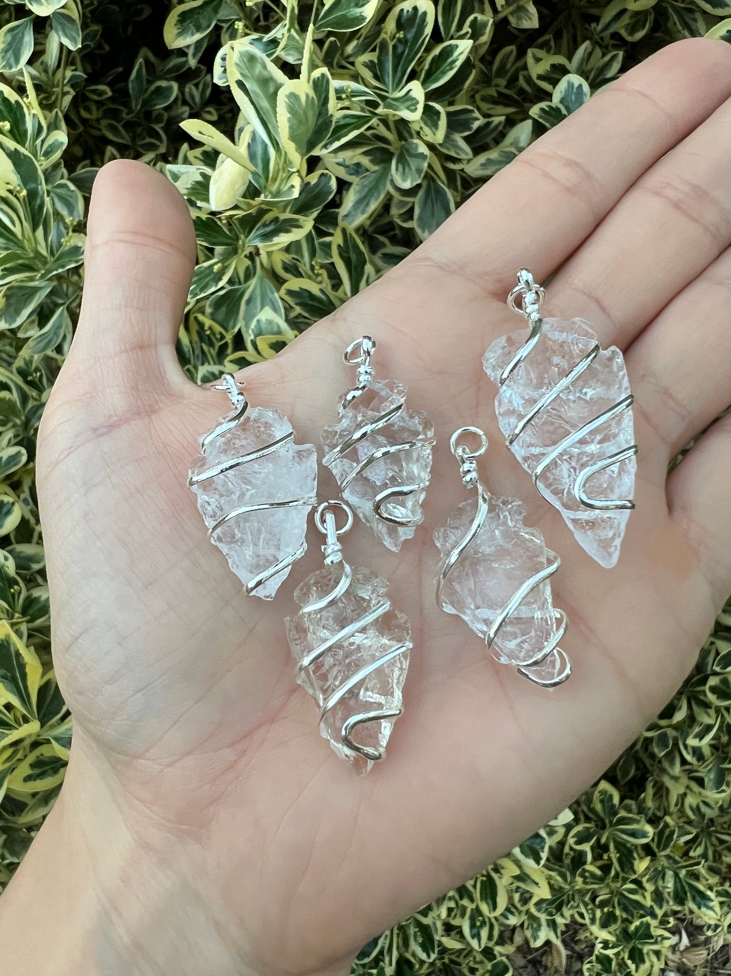 CLEAR QUARTZ ARROWHEAD WRAPPED PENDANT