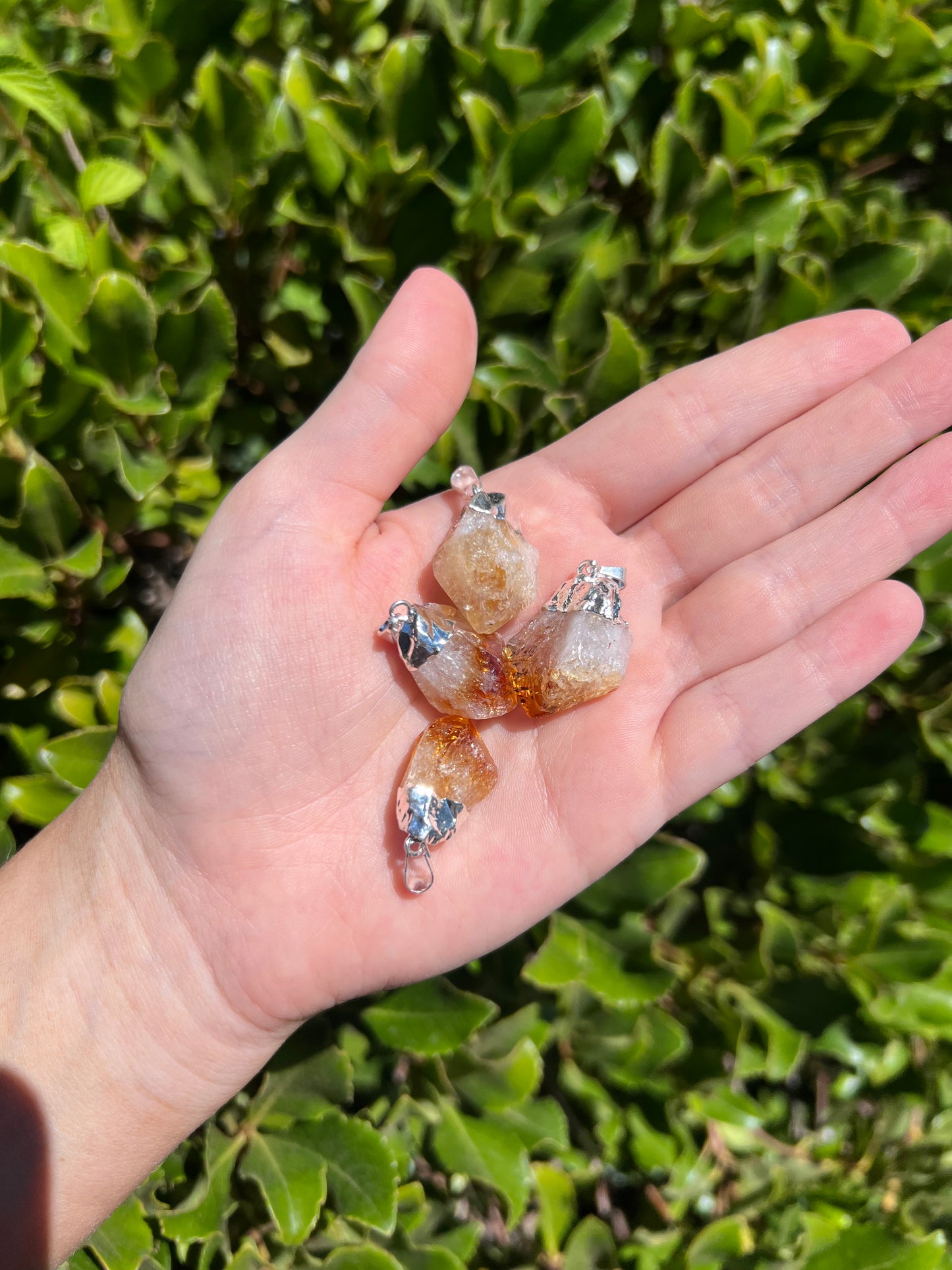 SILVER ELECTROPLATED CITRINE POINT PENDANT