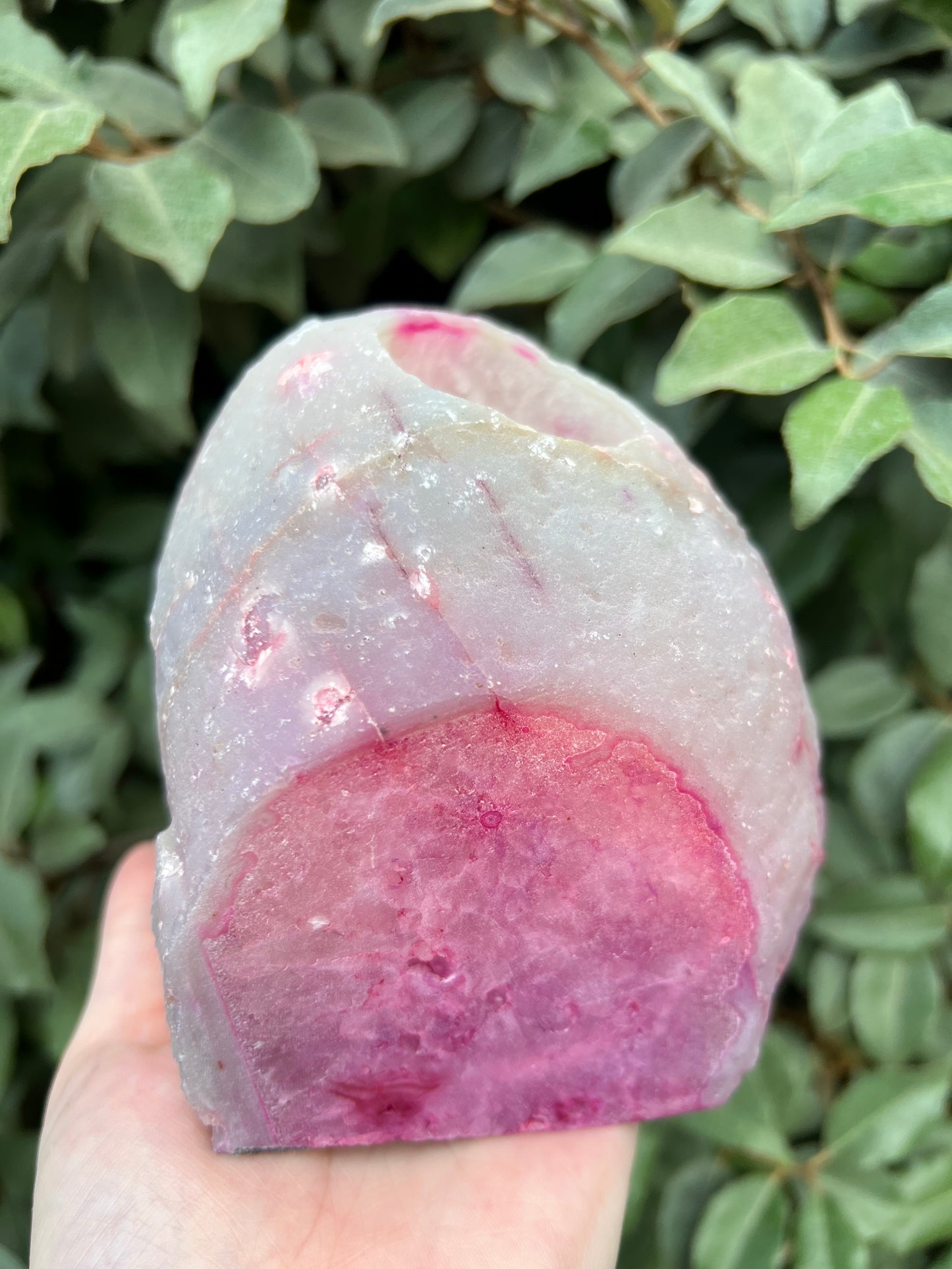 PINK AGATE GEODE CANDLE HOLDER