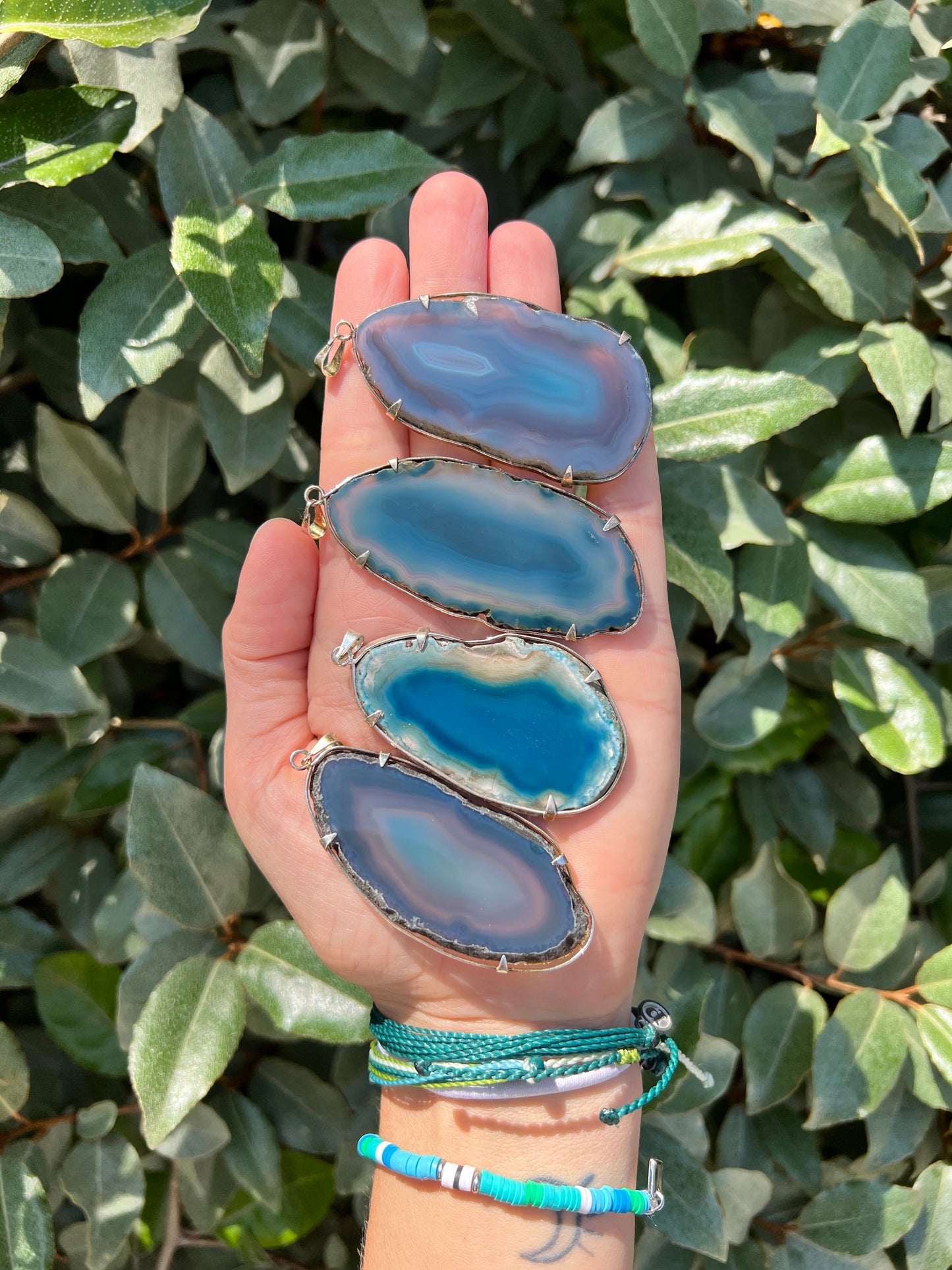 BLUE AGATE SLICE PENDANT