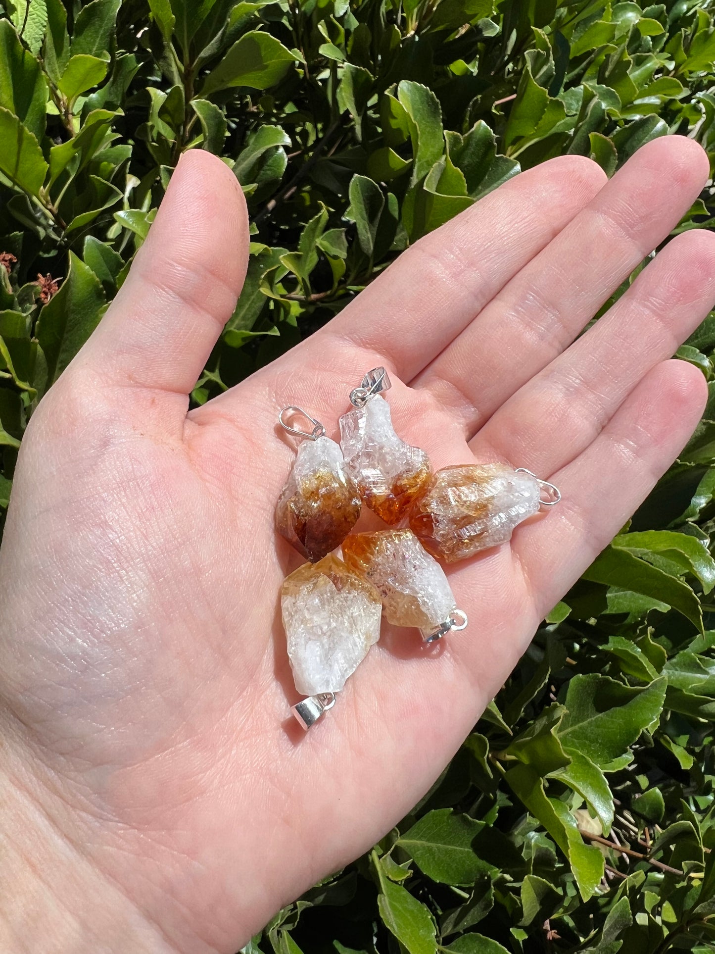 CITRINE POINT SILVER PLATED BAIL PENDANT