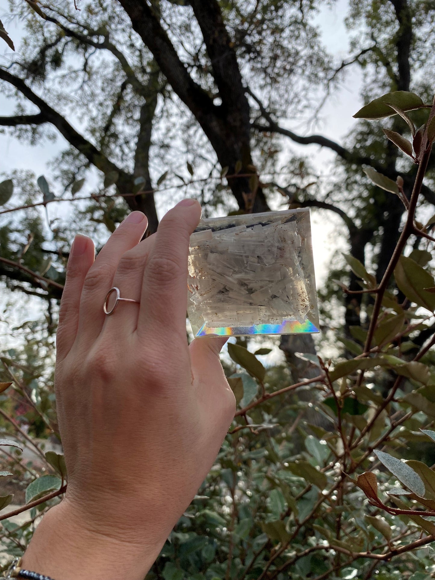 SELENITE WITH BLACK TOURMALINE ORGONITE