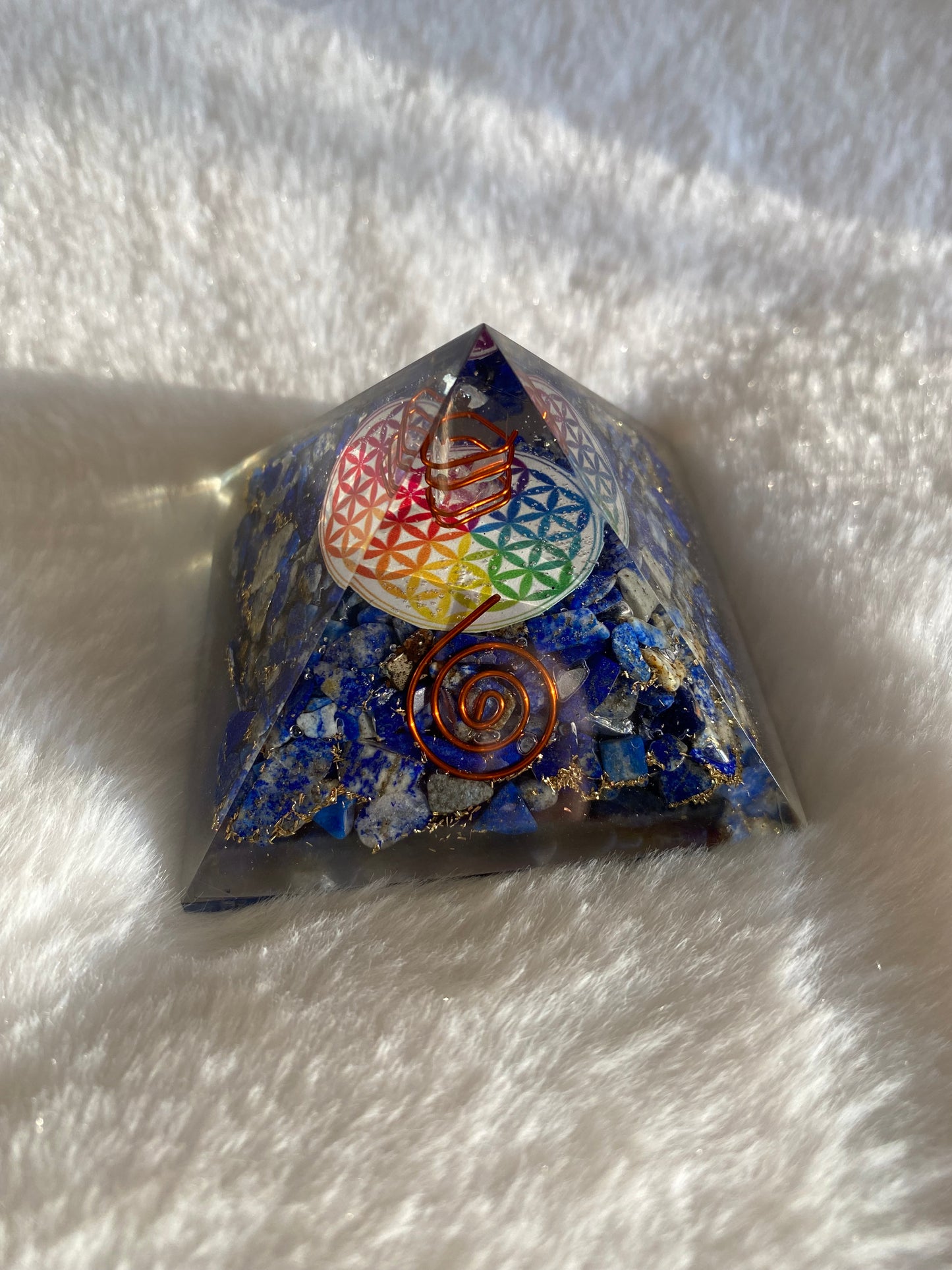 LAPIS LAZULI CHAKRA FLOWER OF LIFE ORGONITE