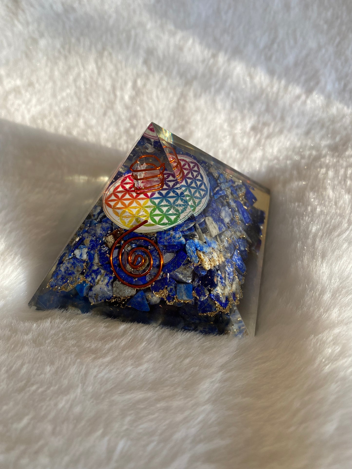 LAPIS LAZULI CHAKRA FLOWER OF LIFE ORGONITE