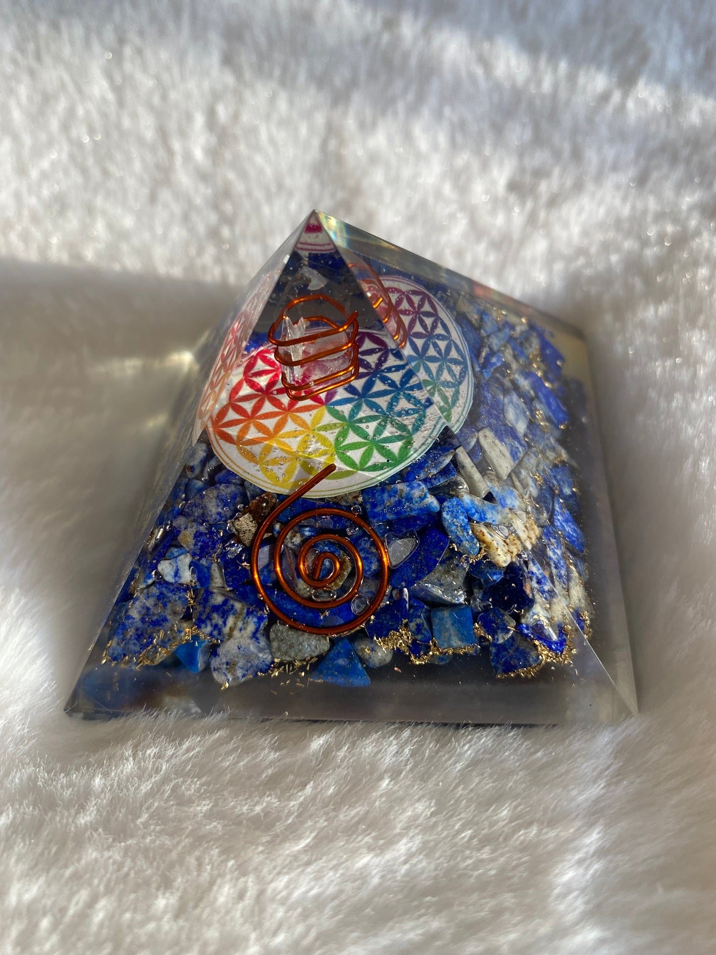 LAPIS LAZULI CHAKRA FLOWER OF LIFE ORGONITE