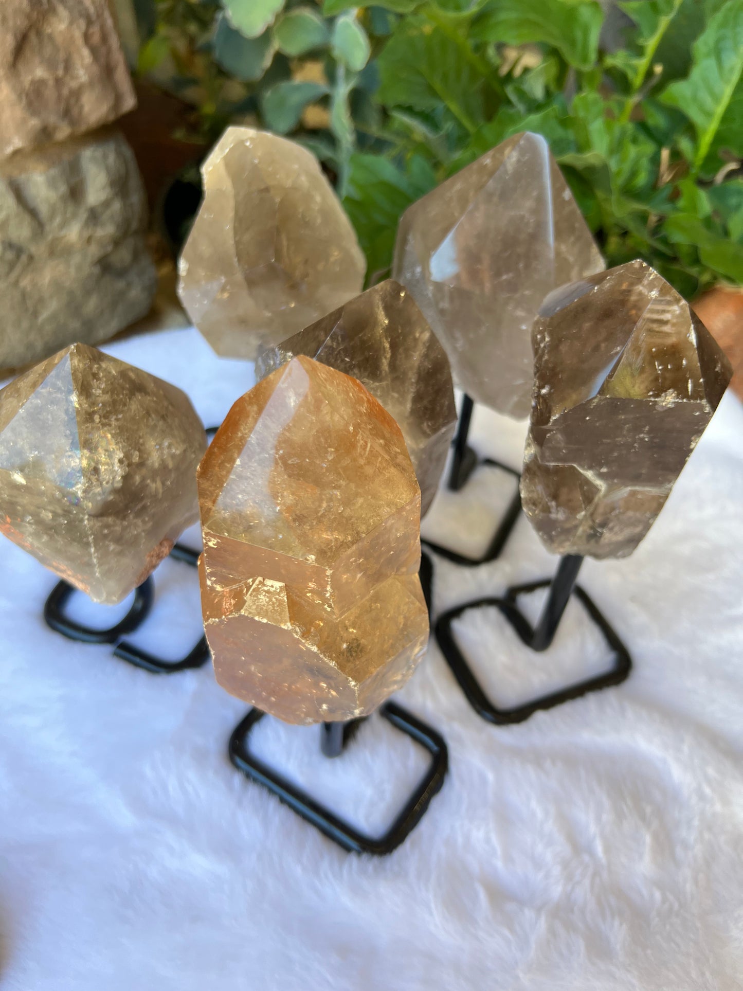 SMOKY QUARTZ TOP POLISHED POINTS WITH STAND