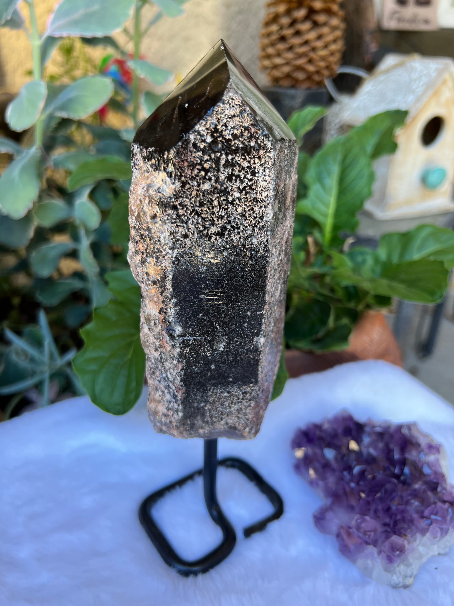 SMOKY QUARTZ TOWER WITH STAND