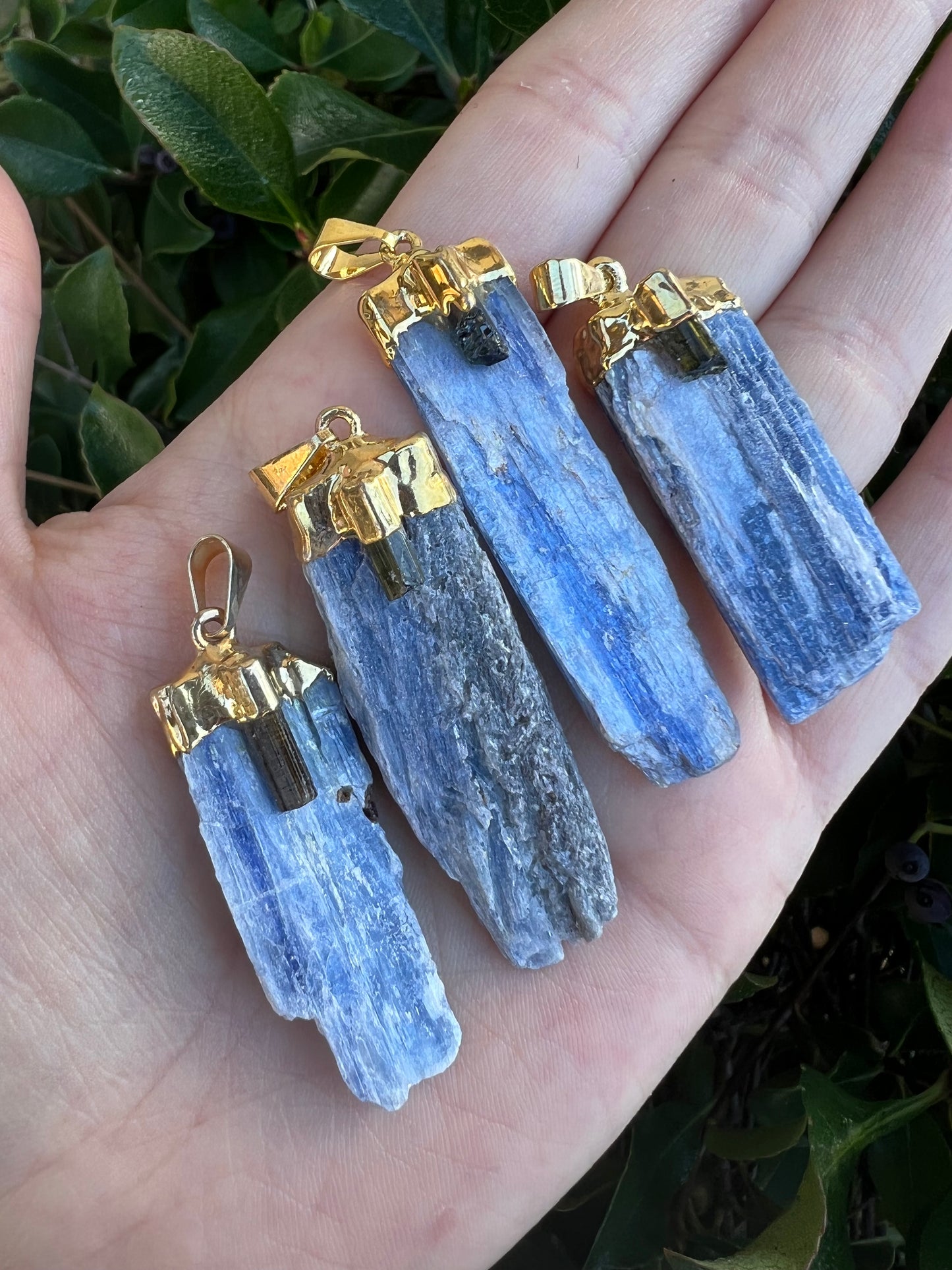 KYANITE PENDANT WITH TOURMALINE (gold Plated)