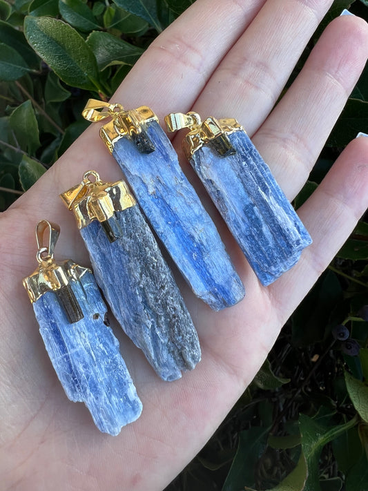KYANITE PENDANT WITH TOURMALINE (gold Plated)