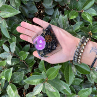 BLACK TOURMALINE OM SIGN ORGONITE PYRAMID