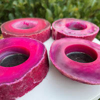 PINK AGATE SLICE CANDLE HOLDER