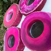 PINK AGATE SLICE CANDLE HOLDER