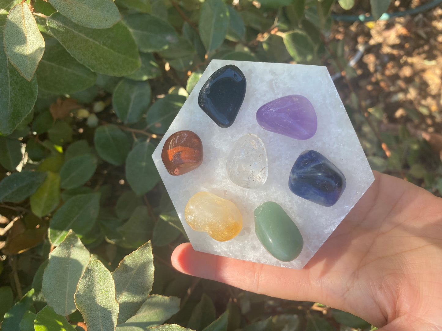 SELENITE HEXAGON CHARGING PLATE 4"