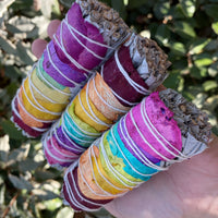 CHAKRA WHITE SAGE WITH ROSE PETALS SMUDGE STICK