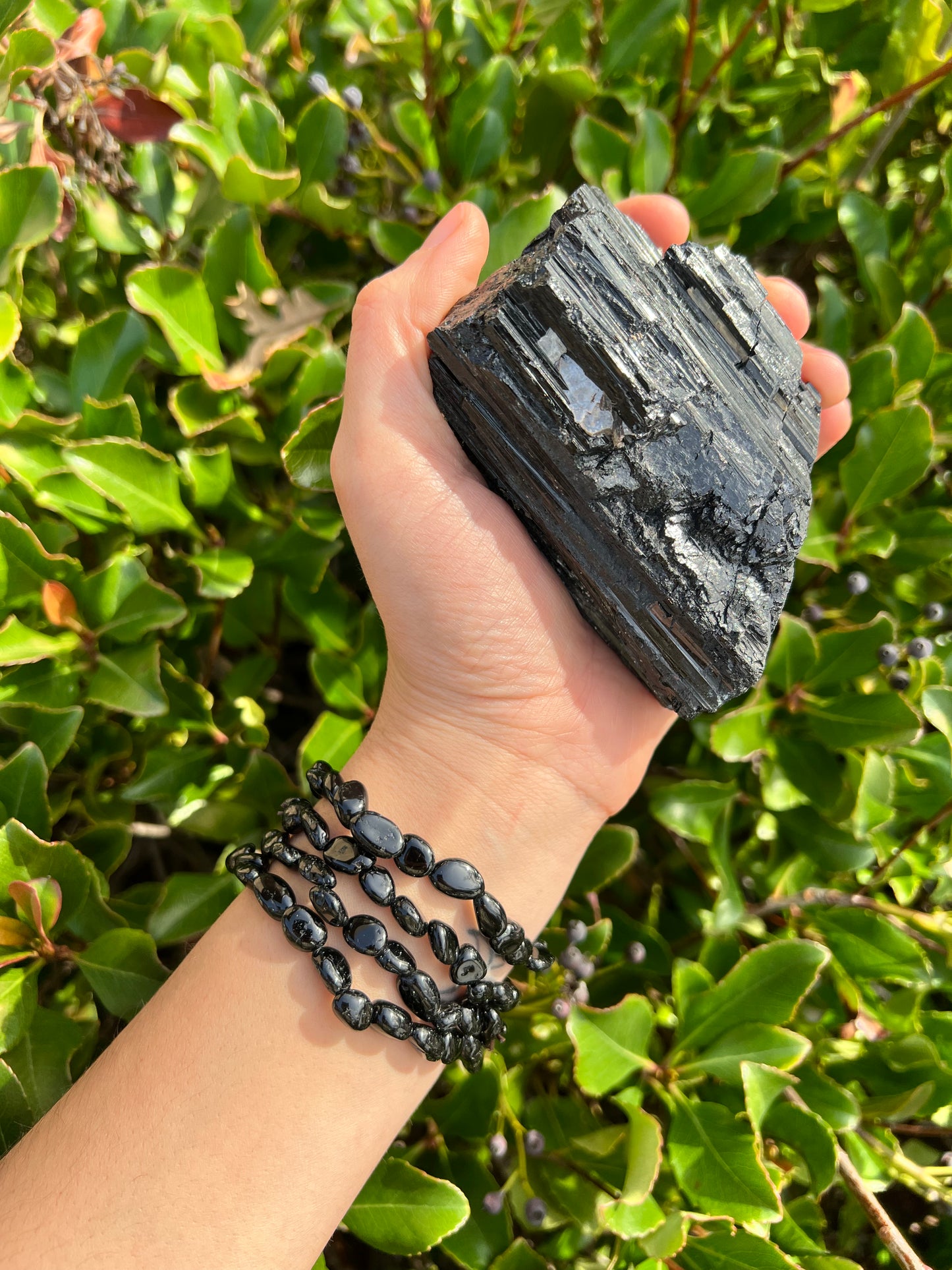 BLACK TOURMALINE NUGGET BRACELET