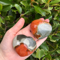POLYCHROME JASPER HEART SHAPED PALM STONE
