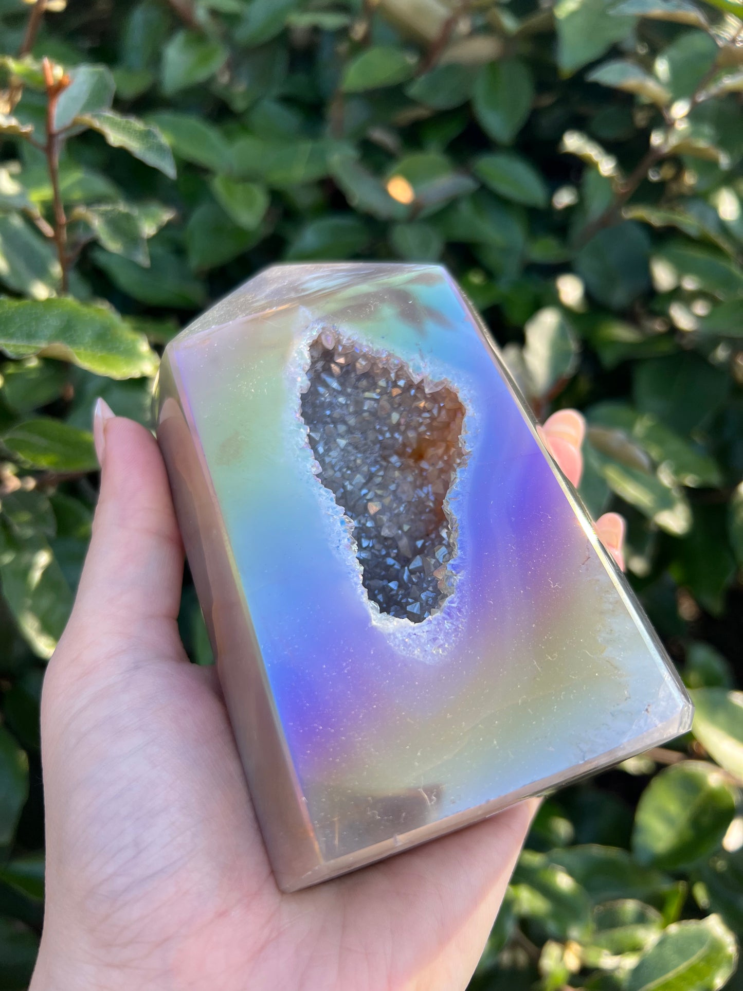 TITANIUM RAINBOW AURA AGATE DRUZY TOWER