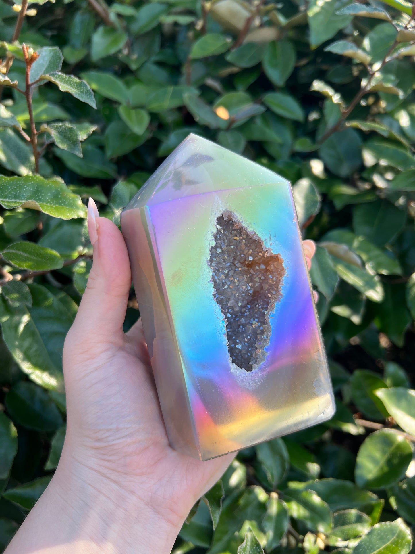 TITANIUM RAINBOW AURA AGATE DRUZY TOWER