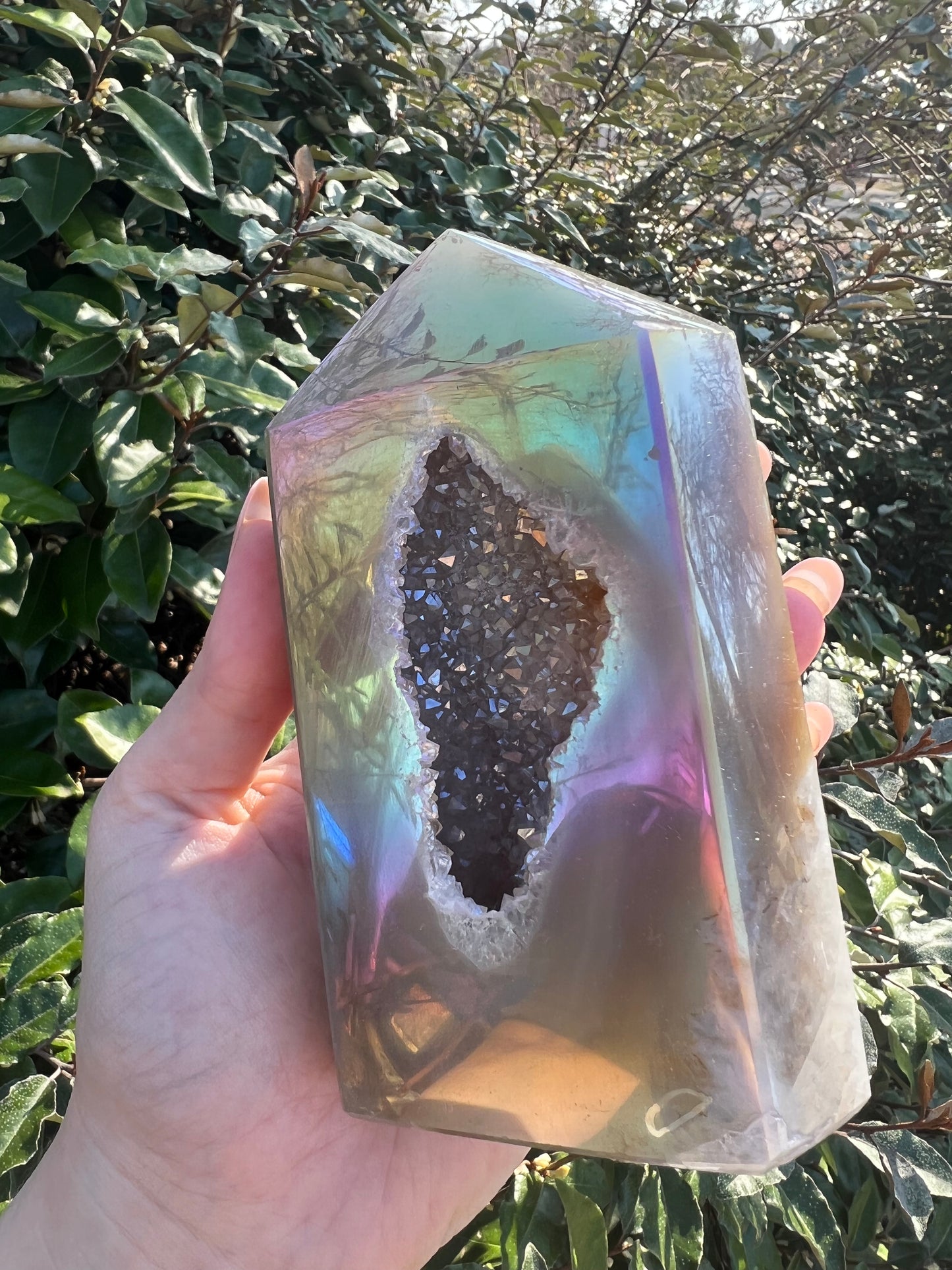 TITANIUM RAINBOW AURA AGATE DRUZY TOWER