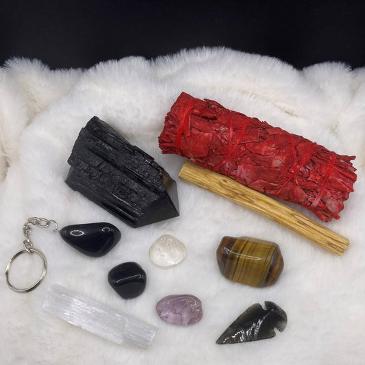 protection kit crystals and sage